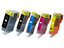 Special Set of 5 Compatible Cartridges to replace CANON CLI-221/PGI-220 (2BK, C, M, Y)